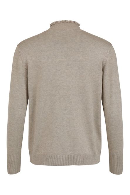 Huvudbild Stickad tröja med halvpolo Beige melerad